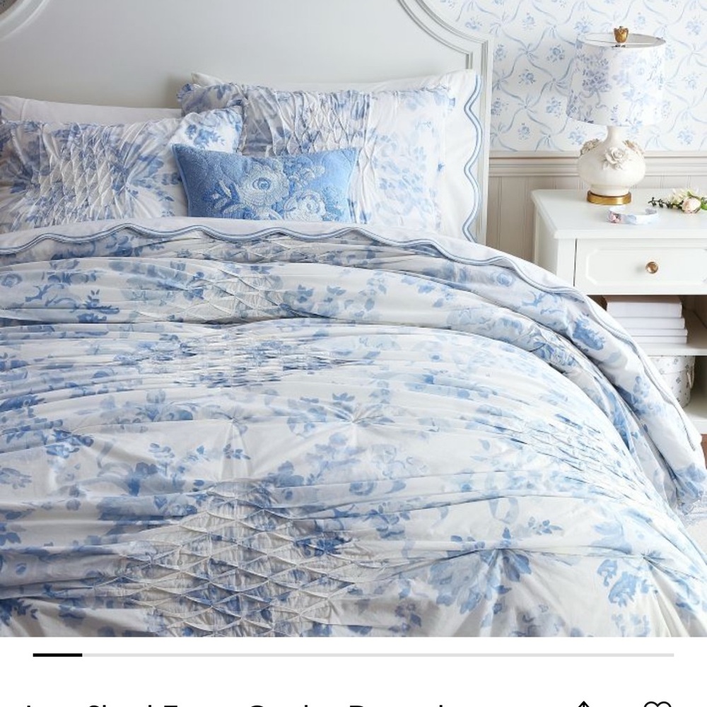 Love shack fancy Blue and White quilt and one sham